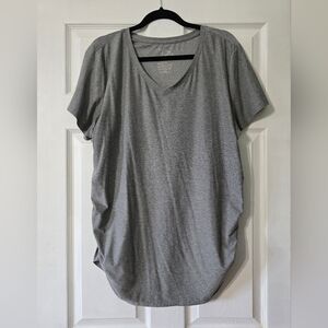 Time and Tru-Maternity Gray Ruched Short Sleeve T-Shirt
